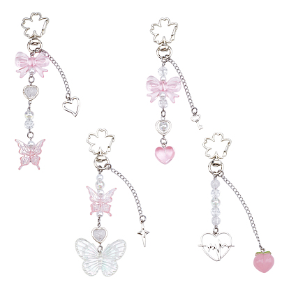 4шт. подвесные украшения из акрила и смолы с имитацией жемчуга, с сплава шарнирного когтя омара застежками