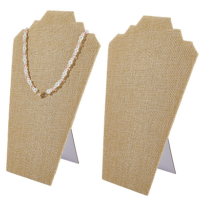 2- картон с прорезями, покрытый льном, скошенные назад подставки для ожерелий в форме бюста