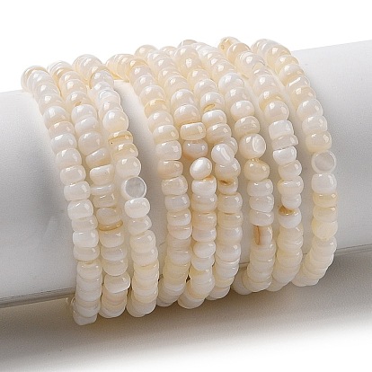 Natural Freshwater Shell Beads Strands, Dyed, Rondelle