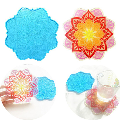 Flower DIY Food Grade Silicone Coaster Molds, For DIY Cup Mat Decoration, UV Resin & Epoxy Resin Jewelry Making