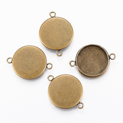 304 Stainless Steel Cabochon Connector Settings, Plain Edge Bezel Cups, Flat Round