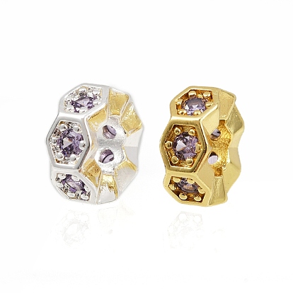 Волнообразный край плоский круглый стойка покрытие латунь кубический цирконий европейские бусины, бусины с большим отверстием, долговечный