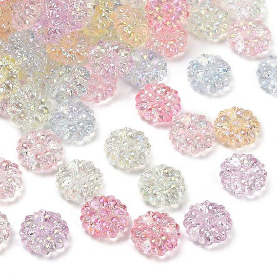 Уф-покрытие прозрачные акриловые бусины, радужный, подсолнечник