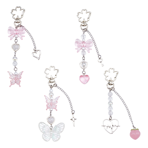 4шт. подвесные украшения из акрила и смолы с имитацией жемчуга, с сплава шарнирного когтя омара застежками