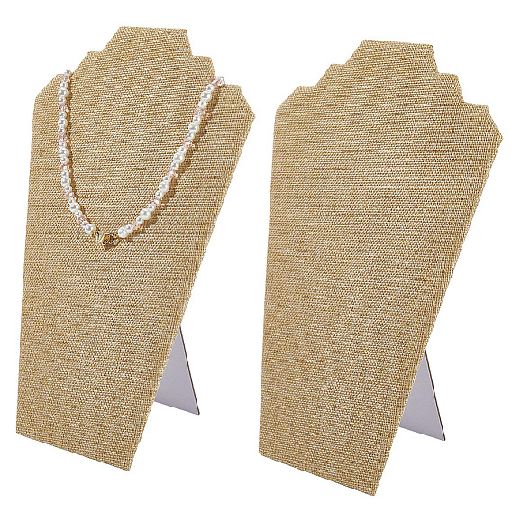 2- картон с прорезями, покрытый льном, скошенные назад подставки для ожерелий в форме бюста