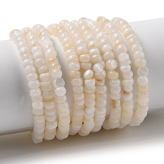 Cuentas de concha de perla natural hebras, teñido, Rondana plana