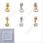 6Pcs 6 Style Rack Plating Brass Micro Pave Clear Cubic Zirconia Pendants, Long-Lasting Plated, Cadmium Free & Lead Free, Swan & Crown