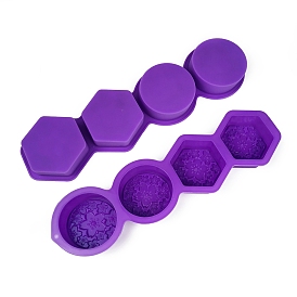 Moules en silicone de savon de bricolage, pour la fabrication de savons artisanaux, rond plat et hexagone avec motif sakura