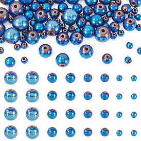 100шт 4 стили гальванизированные синтетические немагнитные гематитовые бусины, круглые