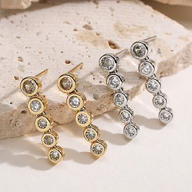 Серьги-гвоздики из циркония, плоско-круглые