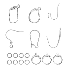 Unicraftale 304 Stainless Steel Earring Hooks, Leverback Earring Findings, with Horizontal Loop & 304 Stainless Steel Open Jump Rings