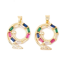 Rack Plating Brass Micro Pave Cubic Zirconia Pendants, Long-Lasting Plated, Cadmium Free & Lead Free, Colorful
