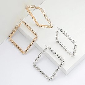 Exaggerated minimalist alloy diamond square earrings - versatile and trendy.