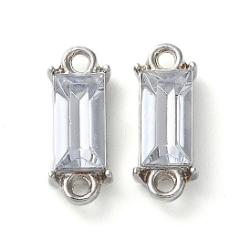 Alloy Pave Glass Connector Charms, Lead Free & Cadmium Free, Rectangle Links