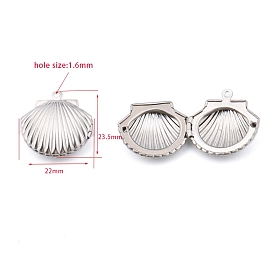 Stainless Steel Locket Pendants, Shell Shape Charm