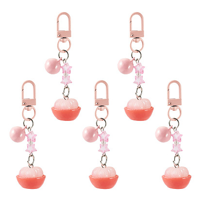 5шт. непрозрачные смоляные подвески в виде фруктов и звезд, с поворотной застежкой из сплава