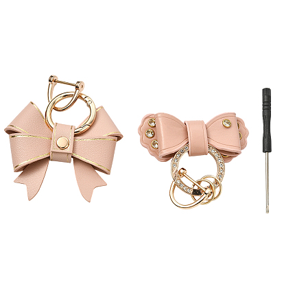 2 шт. 2 стили подвеска-бантик из искусственной кожи, с застежками сплава Rhinestone