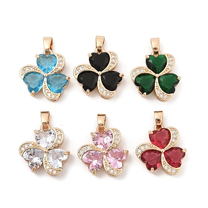 Стойка покрытие лист латунь прозрачный кубический цирконий со стеклянными подвесками, без кадмия, без никеля и без свинца, клевер амулеты