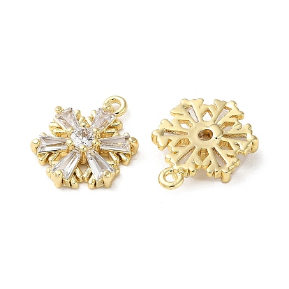 Brass Micro Pave Cubic Zirconia Charms, Snowflake Charms