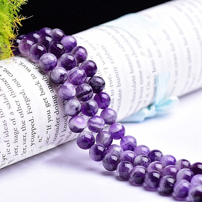 Natural Amethyst Beads Strands, Round, DIY Beaded Jewelry Necklace Bracelet Making