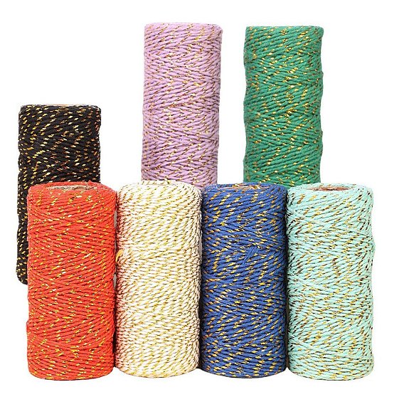 Хлопковые нити с эффектом металлик, макраме шнур, декоративные нитки, для поделок ремесел, упаковка подарков и изготовление ювелирных изделий, золотые