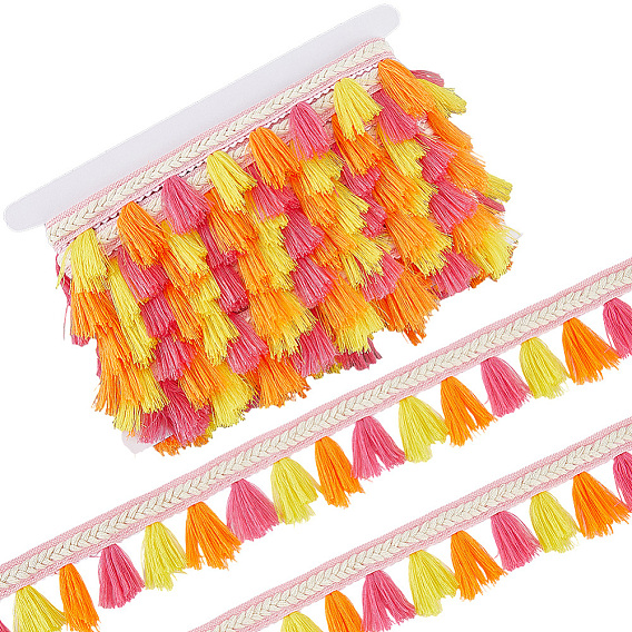 5.47 Ярды полиэстеровой бахромы в этническом стиле, ленты с кисточками, с картой дисплея 1pc картона