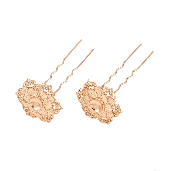 Alloy with Iron Hair Fork Findings, Flower, for DIY Jewelry Accessorie