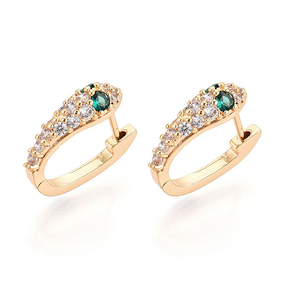 Серьги-кольца в форме змеи с микропаве из кубических цирконий из латуни