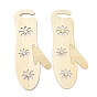 Undyed DIY Wooden Mitten Blockers Display, Hand Knitting Gloves Molds, with Hollow Flower Patern
