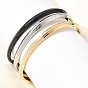 304 Stainless Steel Textured Open Cuff Bangles for Women, Ion Plating(IP)