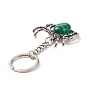 Spider Natural & Synthetic Gemstone Pendant Keychain, with Brass Findings