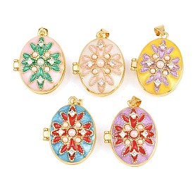 Подвески латуни медальон, с эмалью и абс пластика имитация жемчуга, без кадмия и без свинца, реальный 18 k позолоченный, стойки покрытие, долговечный, овальные амулеты