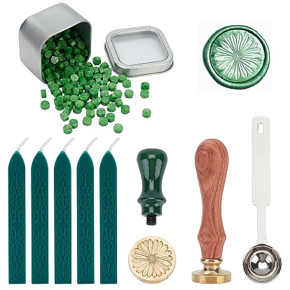 Набор сургучной печати, в том числе сургучные палочки, ручка из грушевого дерева, частицы сургуча, железная восковая палочка тающая ложка, жестяные жестяные банки