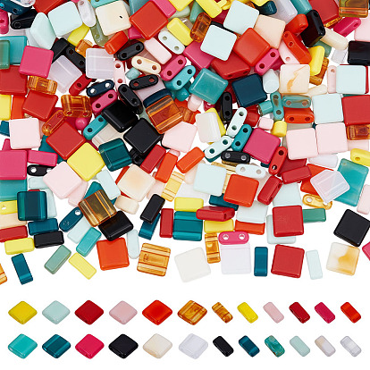480шт 24 стили непрозрачные акриловые подвески-слайды, Прямоугольник и квадрат