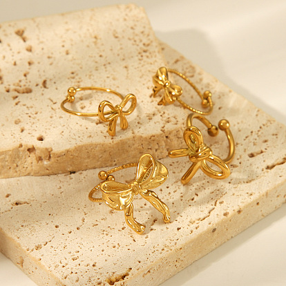 304 Кольцо-манжета из нержавеющей стали с бантом, уникальное женское ювелирное украшение класса люкс