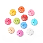 Acrylic Buttons, 2-Hole, Dyed, Flower, Hole: 2mm