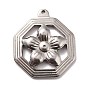 304 Edelstahl Anhänger, Polygon mit Blume