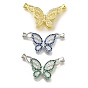 Покрытие стойки латунь микропаве кубический цирконий раскладывающаяся застежка, без свинца и без кадмия, долговечный, бабочка, платина / золотой