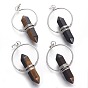 Gemstone Big Double Terminated Pointed Pendants, with Brass Findings, Bullet, Platinum