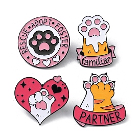 Kawaii Cute Pink Cat's Claw Pet Theme Enamel Pins, Black Alloy Badge for Women