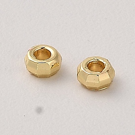 Rack Plating Brass Spacer Beads, Long-Lasting Plated, Faceted Rondelle