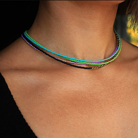 Colorful Beaded Layered Necklace for Women, Sweet and Cool Style, Non-Fading Jewelry