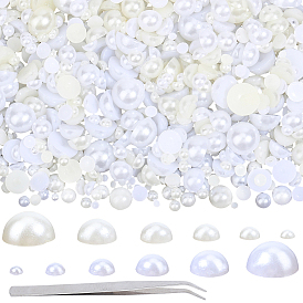 5400шт. 12 стили полукруглые кабошоны из АБС-пластика с имитацией жемчуга, с 1ПК 304 пинцетом из нержавеющей стали с изогнутым локтем