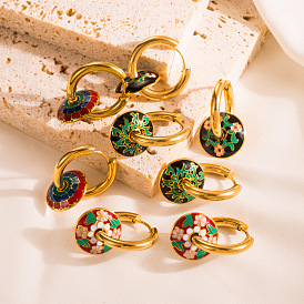 Retro Oil Drop Stainless Steel Earrings with Exquisite Painted Craftsmanship