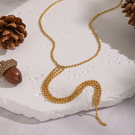 304 Женские ожерелья с кисточками и шариковой цепочкой из нержавеющей стали, ионное покрытие (ip), без кадмия, без никеля и без свинца