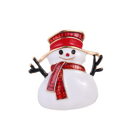 Christmas Snowman with Hat Alloy Brooches, Enamel Pins, Light Gold