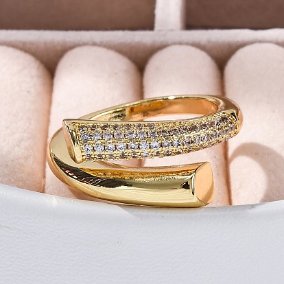 Кольца-манжеты для женщин с покрытием из латуни с микропаве из прозрачного кубического циркония, долговечный, придерживаться