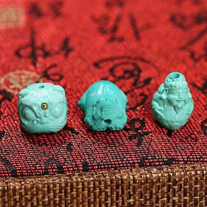 Natural Magnesite Carved Beads, Dyed, Turquoise Color