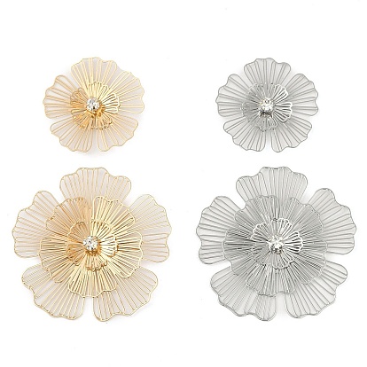 Латунные кобошоны, со стразами, цветок