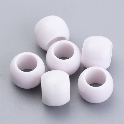 Opaque Acrylic Beads, Large Hole Beads, Round